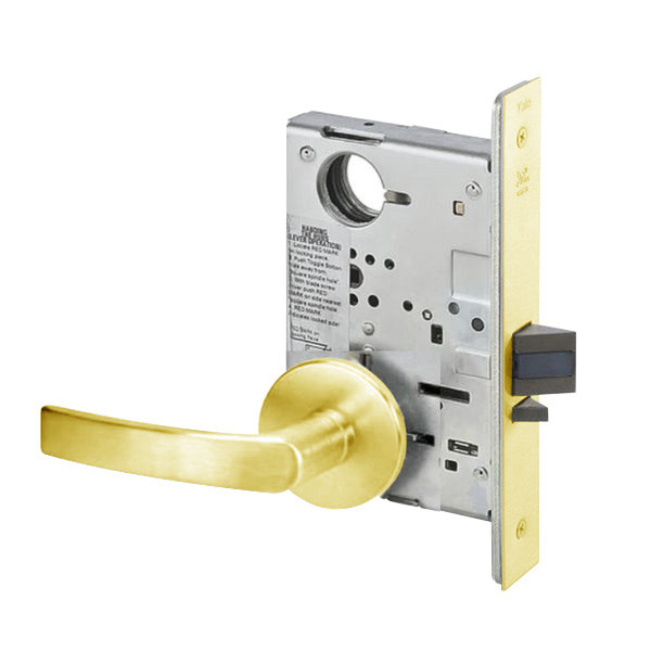 MOR8805FL-605-SFICLC-MELR Yale 8800FL Series Single Cylinder Mortise Storeroom/Closet Locks with Monroe Lever Lock Prepped SFIC in Bright Brass