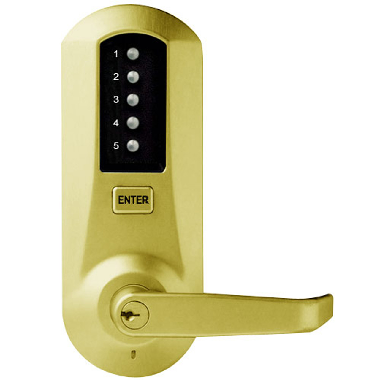 Simplex Pushbutton Lock in Bright Brass Finish
