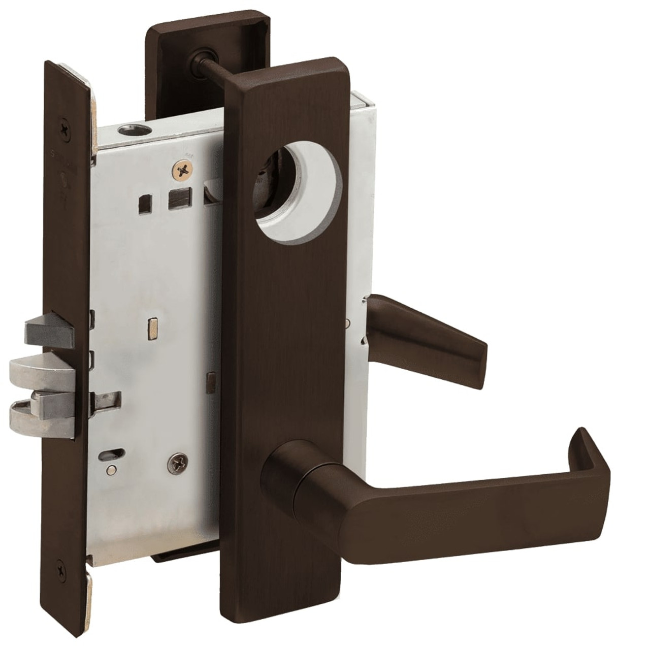 LV9070L-06L-613-RX Schlage L Series Vandlgard - Less Cylinder Classroom Commercial - Request to Exit Mortise Lock with 06 Cast Lever Design in Oil Rubbed Bronze
