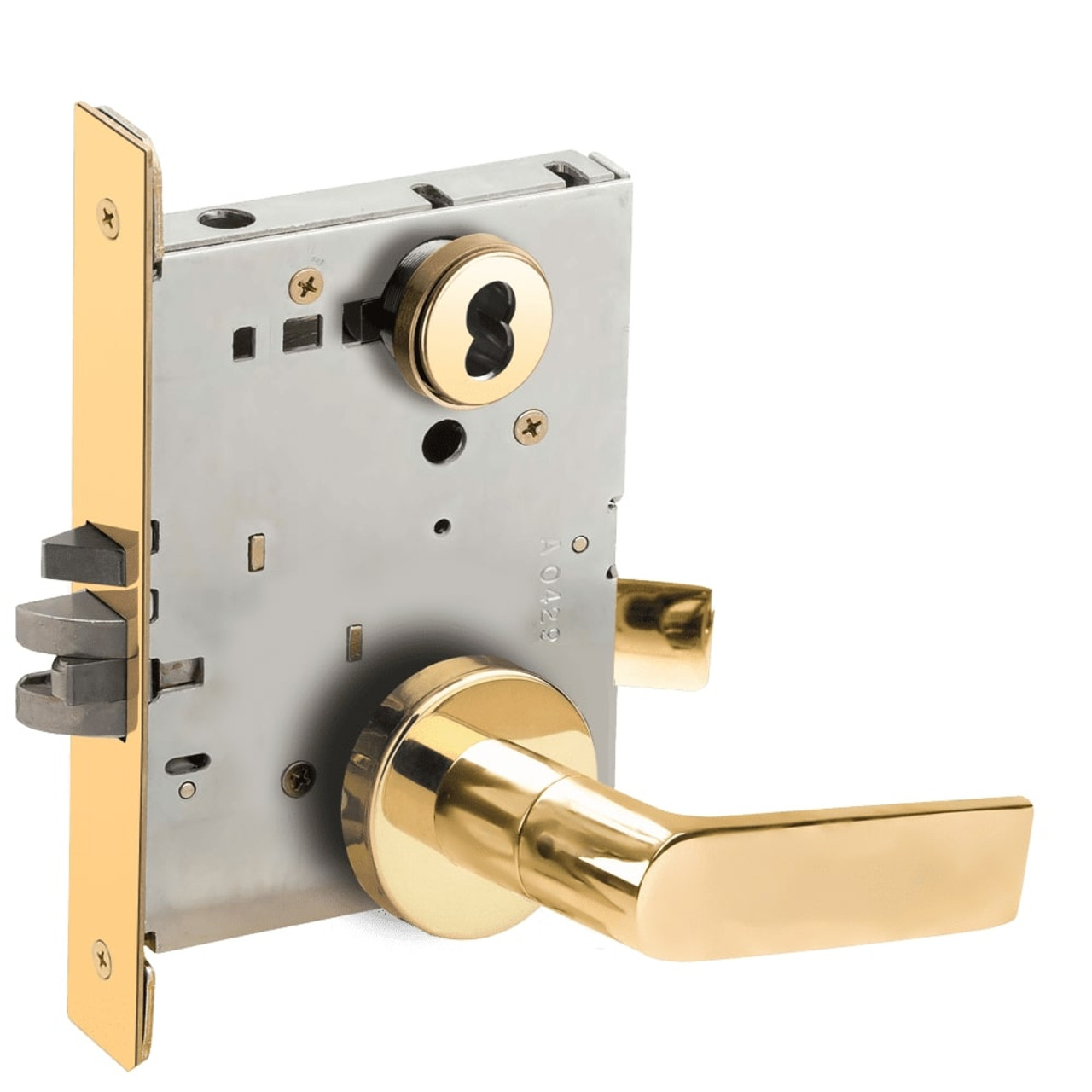 LV9070J-01A-605 Schlage L Series Vandlgard - Classroom Commercial Mortise Lock with 01 Cast Lever Design Prepped for FSIC in Bright Brass