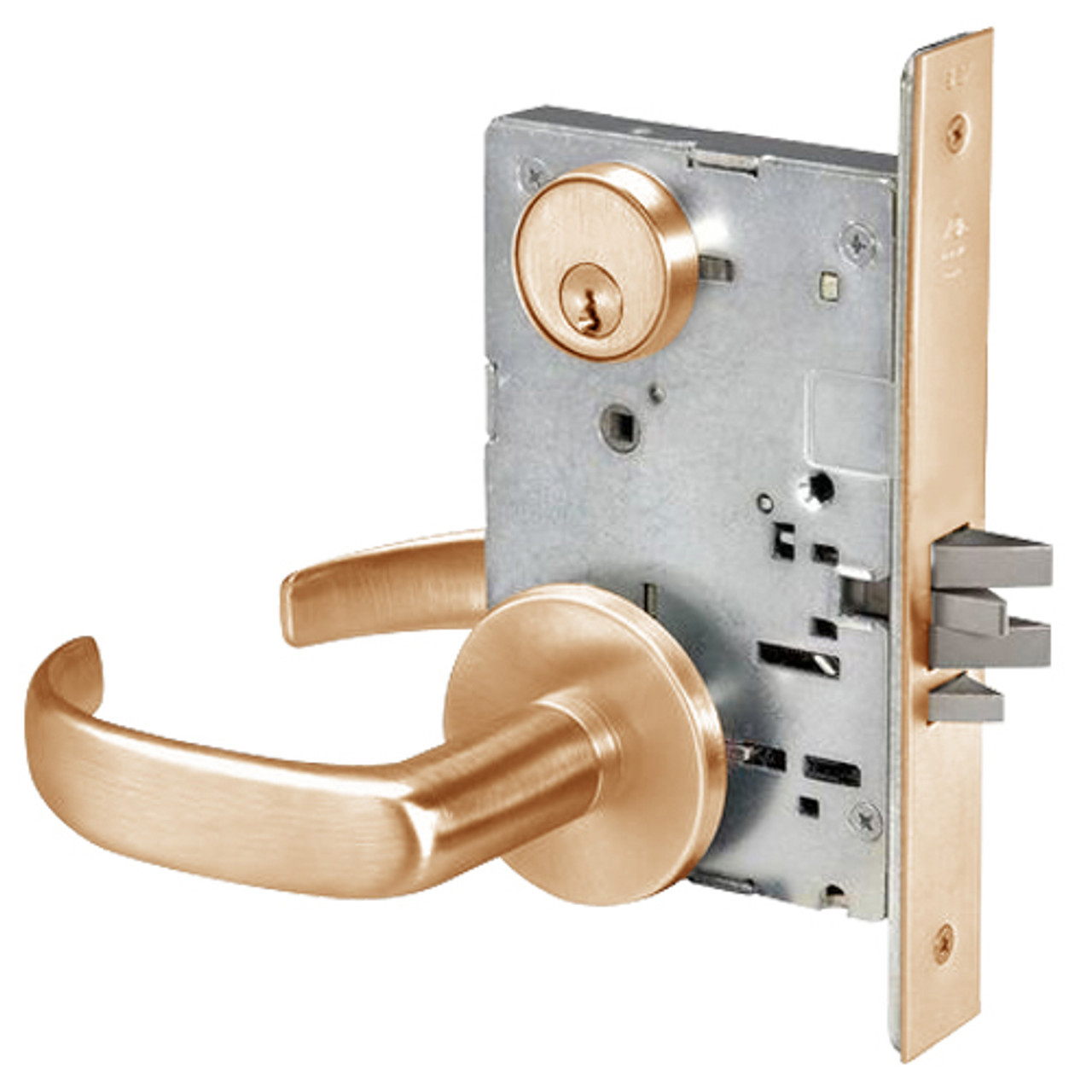 PBR8805FL-612-MELR-REX Yale 8800FL Series Single Cylinder Mortise Storeroom/Closet Locks - Request to Exit Switch with Pacific Beach Lever in Satin Bronze