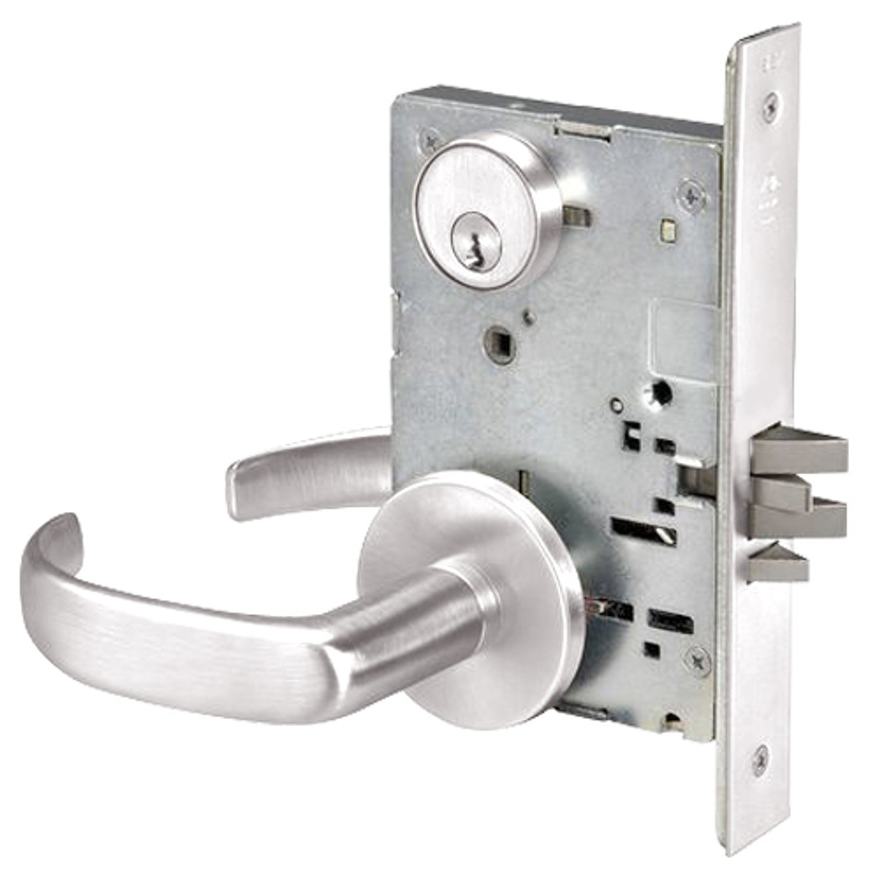 PBR8830-2FL-629-MELR Yale 8800FL Series Double Cylinder Mortise Asylum Locks with Pacific Beach Lever in Bright Stainless Steel