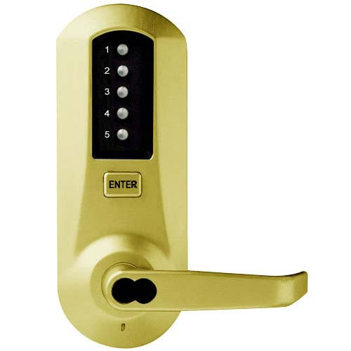 Simplex Pushbutton Exit Trim in Bright Brass Finish