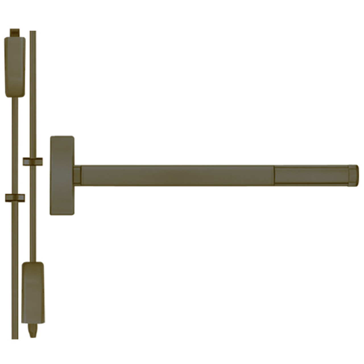 MLRTSFL2215-613-36 PHI 2200 Series Apex Surface Vertical Rod Device with Motorized Latch Retraction and Touchbar Monitoring Prepped for Thumb Piece Always Active in Oil Rubbed Bronze Finish