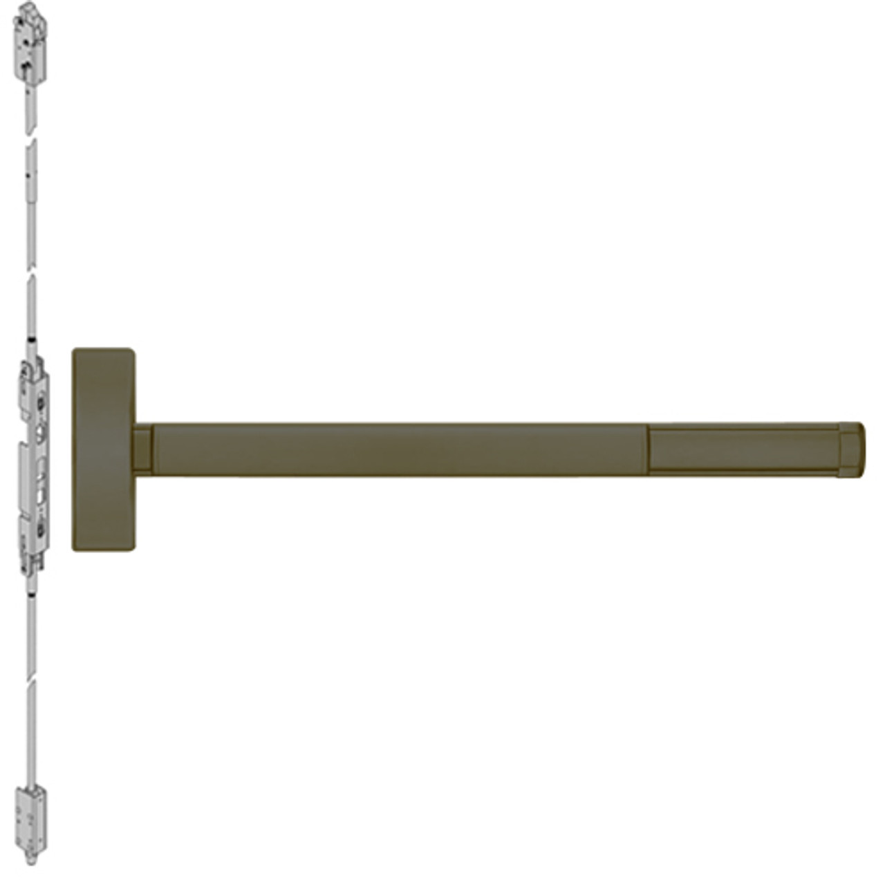 MLRTS2802-613-48 PHI 2800 Series Concealed Vertical Rod Exit Device with Motorized Latch Retraction and Touchbar Monitoring Prepped for Dummy Trim in Oil Rubbed Bronze Finish