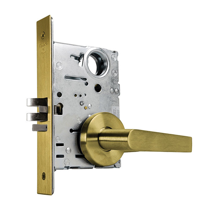 MA521L-DG-606 Falcon Mortise Locks MA Series Entry/Office with DG Lever Less Conventional Cylinder in Satin Brass Finish