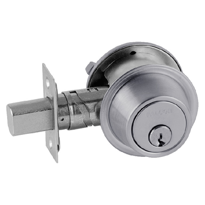 D241P-626 Falcon Single Cylinder with Turn Deadbolt Lock in Satin Chrome