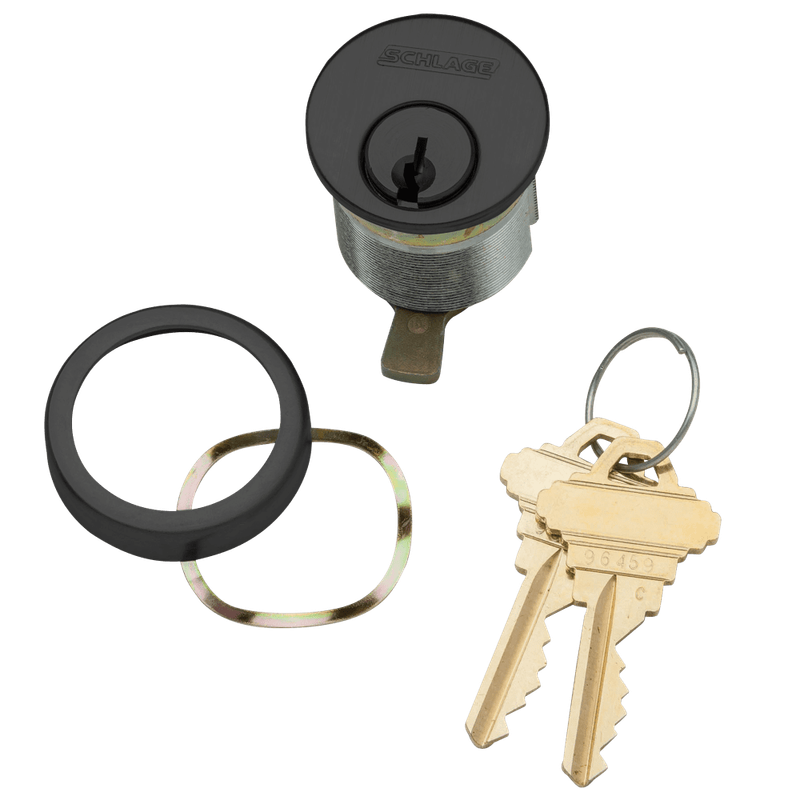 20-001-E-118-622 Schlage 1-1/8 In Mortise Cylinder 6-pin, E Keyway in Black Coated