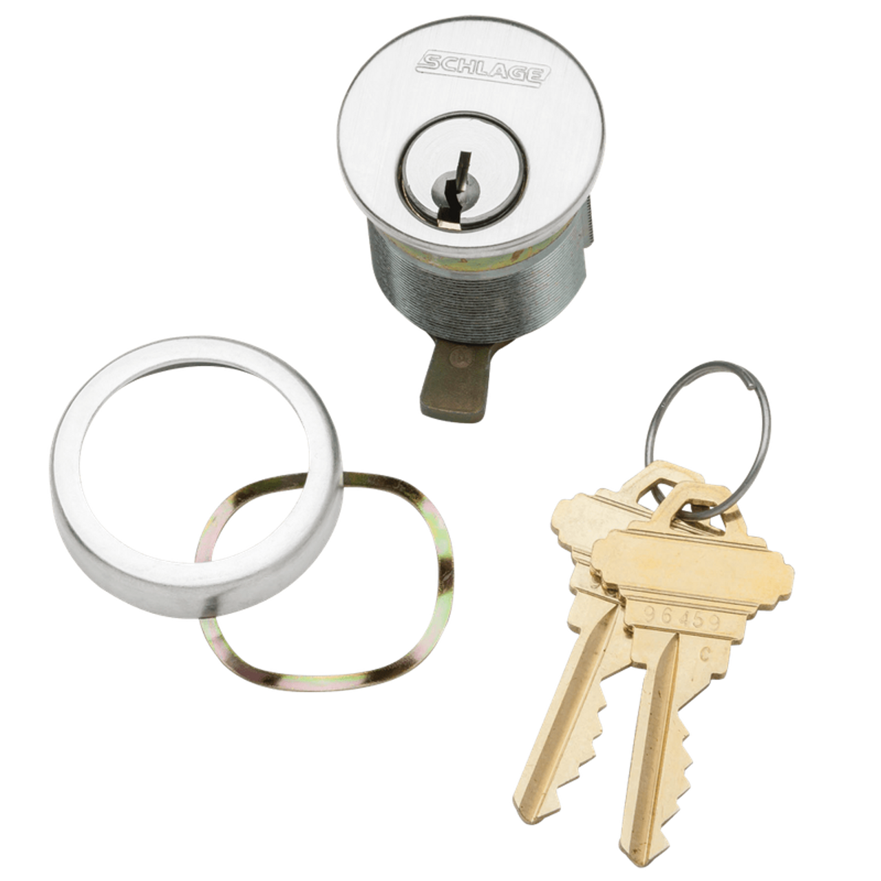 20-001-S123-112-629 Schlage 1-1/2 In Mortise Cylinder 6-pin, S123 Keyway in Bright Stainless Steel