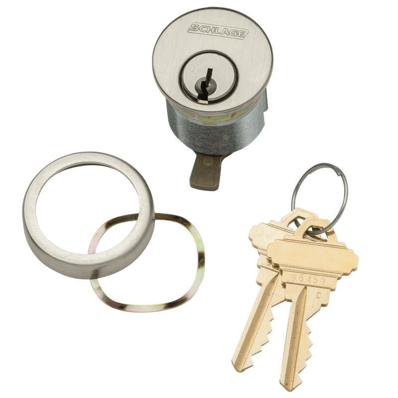 20-001-S123-138-619 Schlage 1-3/8 In Mortise Cylinder 6-pin, S123 Keyway in Satin Nickel
