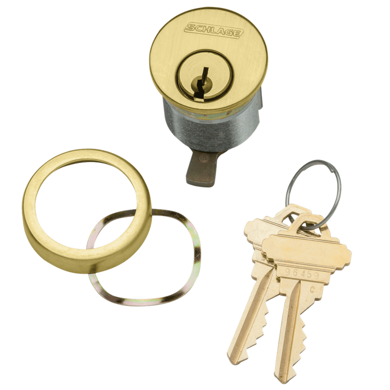 20-001-C145-118-606 Schlage 1-1/8 In Mortise Cylinder 6-pin, C145 Keyway in Satin Brass