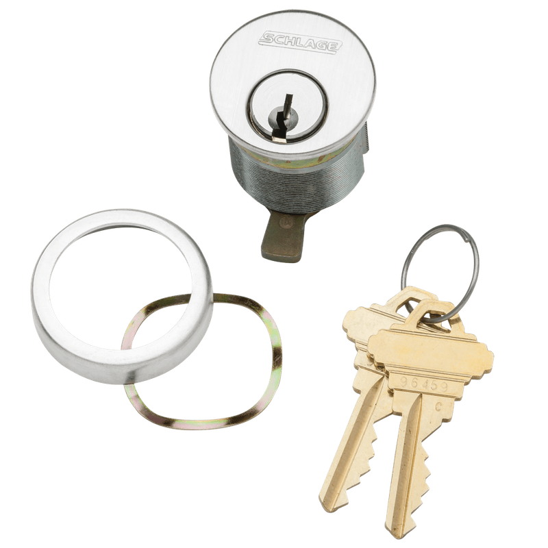 20-001-S145-138-629 Schlage 1-3/8 In Mortise Cylinder 6-pin, S145 Keyway in Bright Stainless Steel
