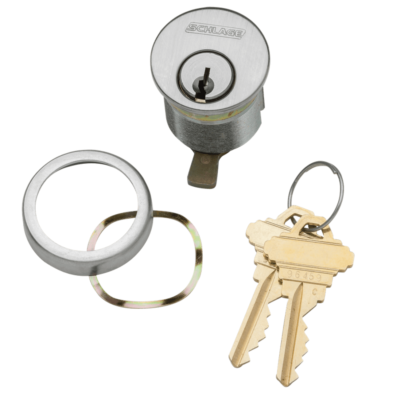 20-001-CE-118-630 Schlage 1-1/8 In Mortise Cylinder 6-pin, CE Keyway in Satin Stainless Steel