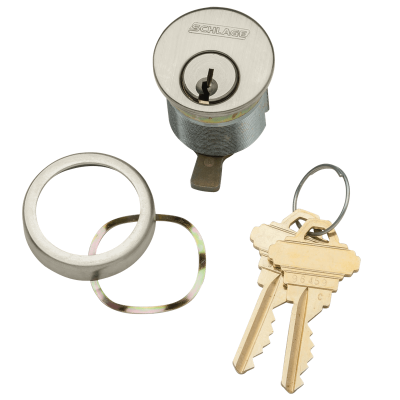 20-001-C345-118-619 Schlage 1-1/8 In Mortise Cylinder 6-pin, C345 Keyway in Satin Nickel