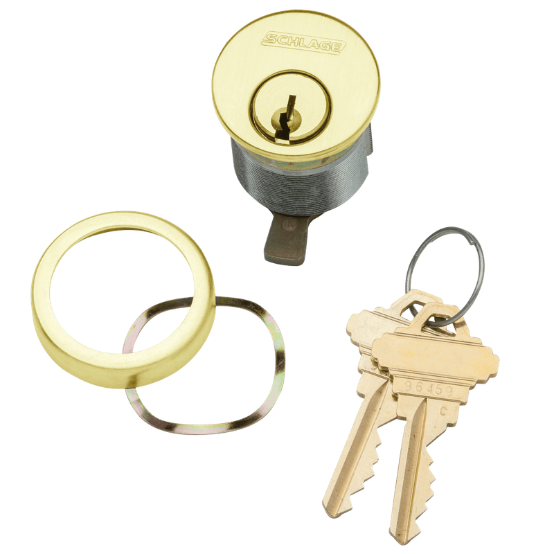 20-001-S135-112-605 Schlage 1-1/2 In Mortise Cylinder 6-pin, S135 Keyway in Bright Brass