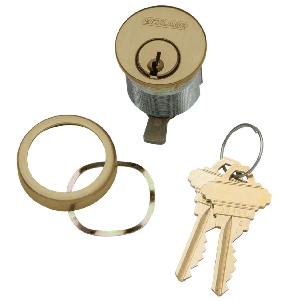 20-001-S125-138-609 Schlage 1-3/8 In Mortise Cylinder 6-pin, S125 Keyway in Antique Brass