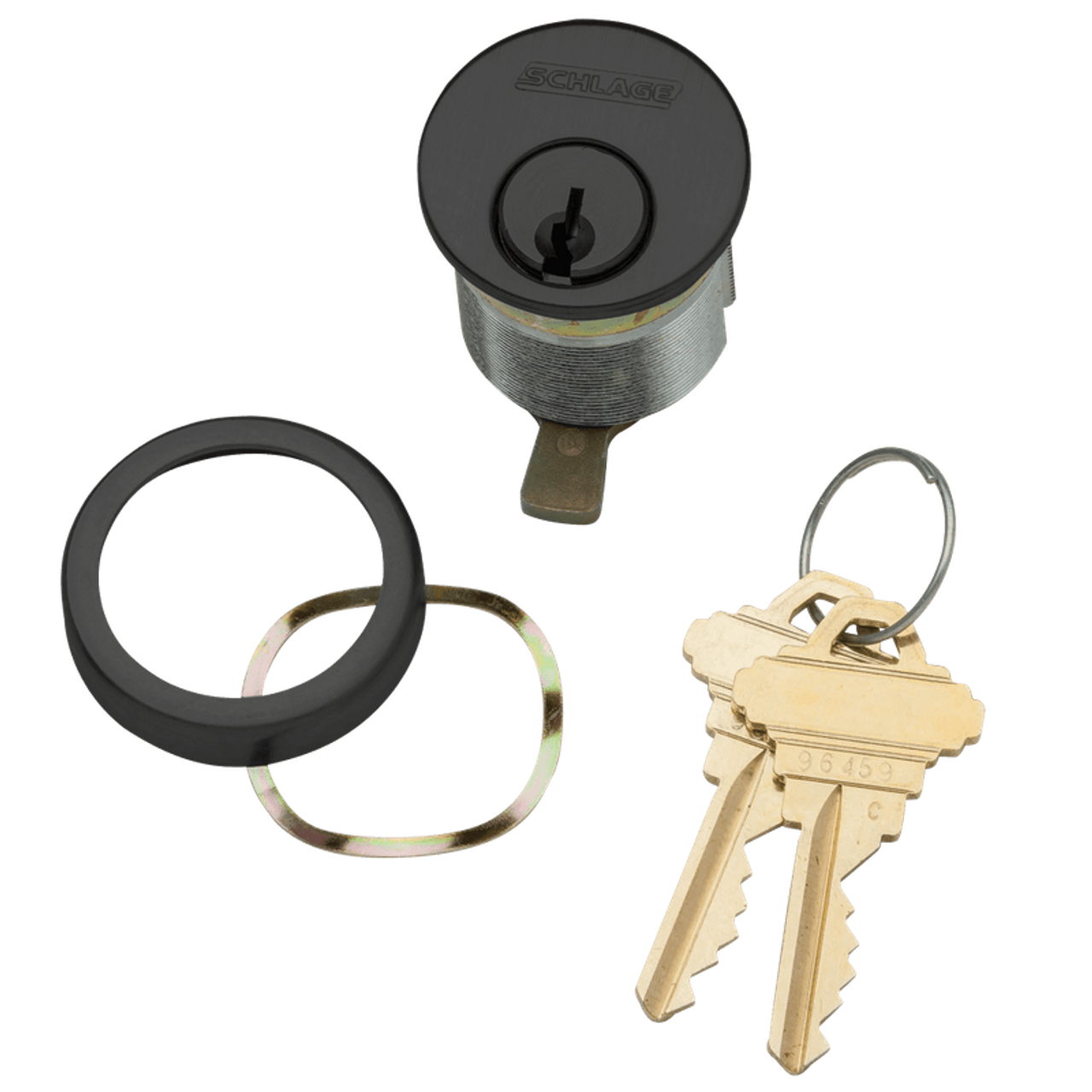 20-001-S345-118-622 Schlage 1-1/8 In Mortise Cylinder 6-pin, S345 Keyway in Black Coated