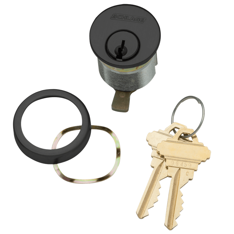 20-001-S245-118-622 Schlage 1-1/8 In Mortise Cylinder 6-pin, S245 Keyway in Black Coated