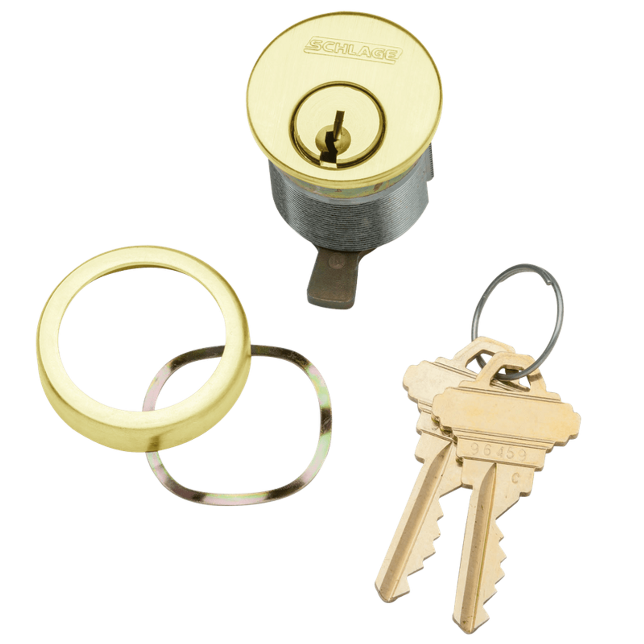 20-002-S234-118-605 Schlage 1-1/8 In Mortise Cylinder 6-pin, S234 Keyway in Bright Brass