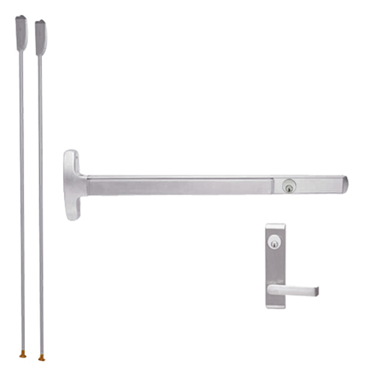 LD24-V-L-NL-Dane-US32-2-RHR Falcon Exit Device in Polished Stainless Steel