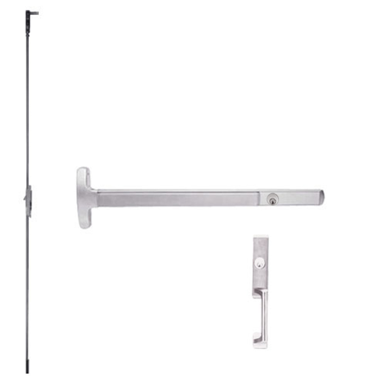 LD24-C-NL-US32-4-RHR Falcon Exit Device in Polished Stainless Steel