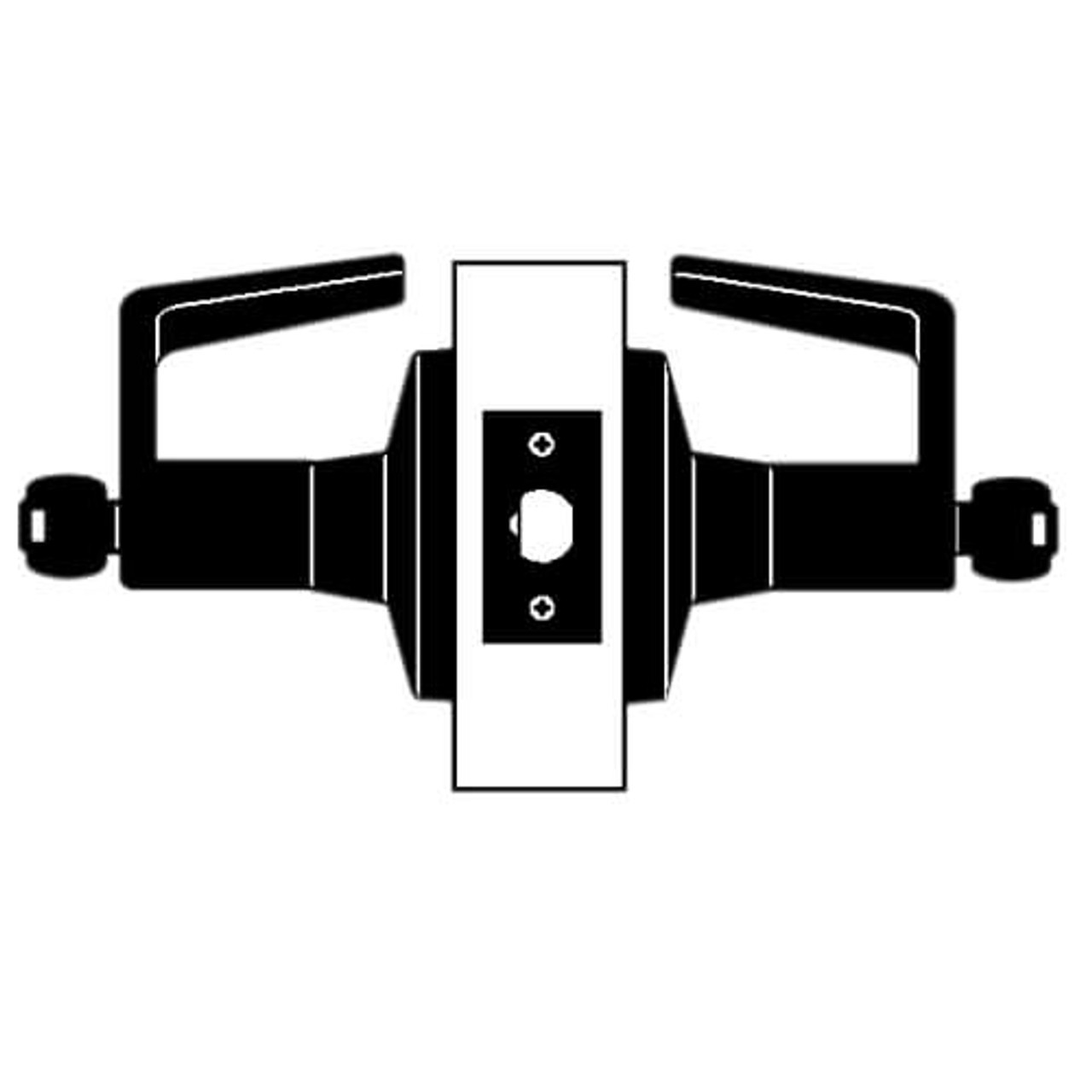 T381LD-A-605 Falcon T Series Cylindrical Exit Security Lock with Avalon Lever Style Less Cylinder in Bright Brass