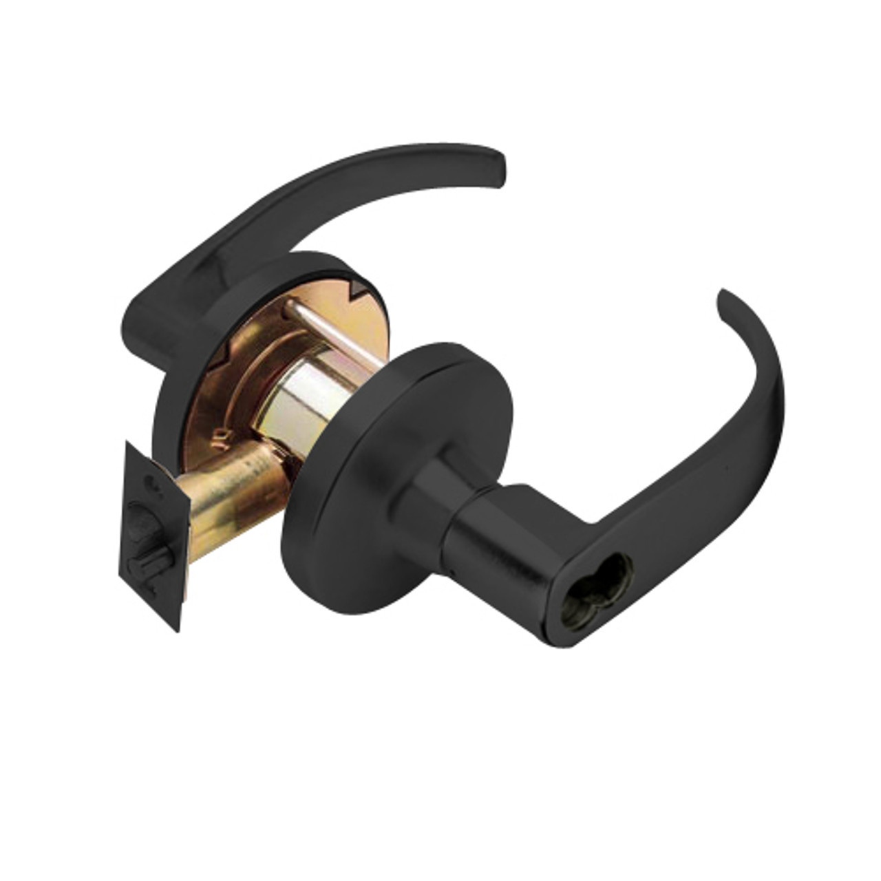 T571LD-Q-622 Falcon T Series Cylindrical Dormitory/Corridor Lock with Quantum Lever Style Less Cylinder in Matte Black Finish