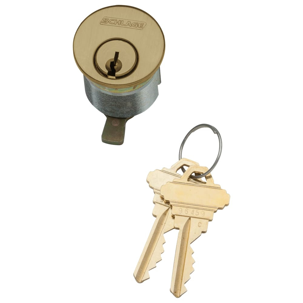 26-021-S135-134-609 Schlage 1-3/4 In Mortise Cylinder 6-pin, S135 Keyway in Antique Brass