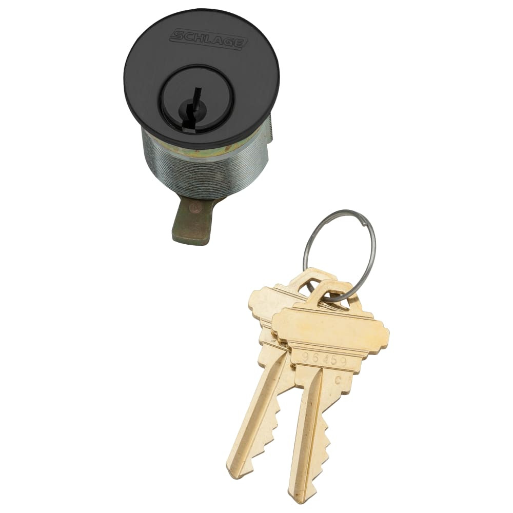 26-021-S124-118-622 Schlage 1-1/8 In Mortise Cylinder 6-pin, S124 Keyway in Black Coated