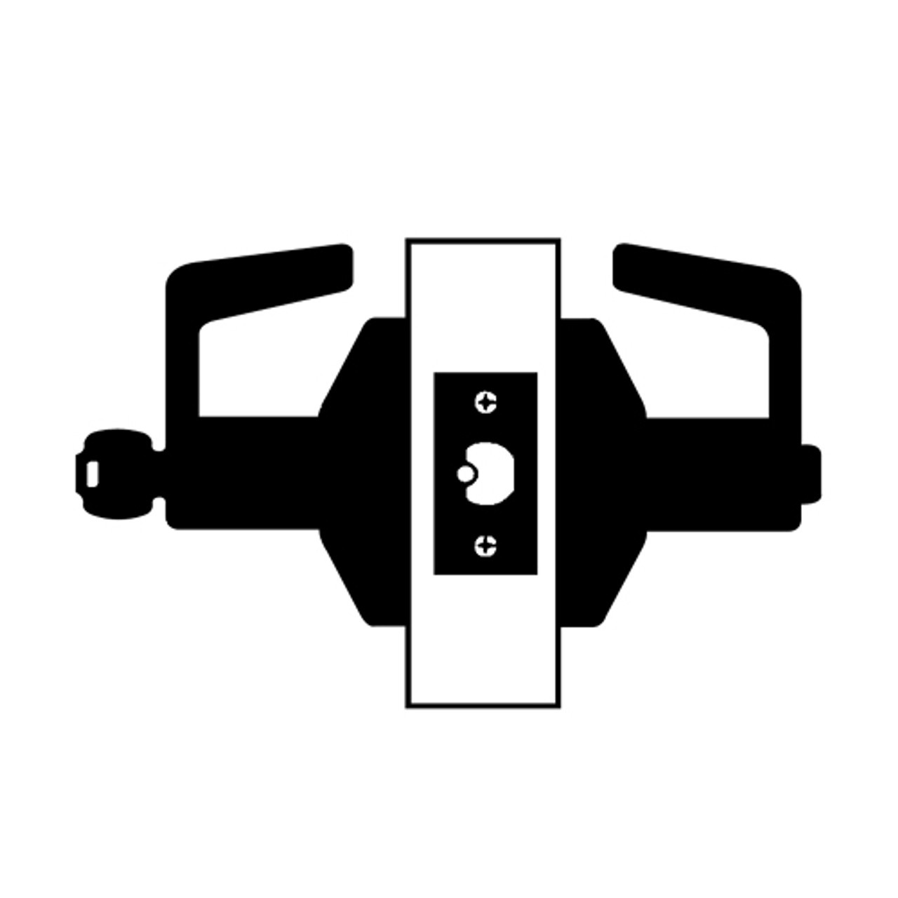 B611LD-D-605 Falcon B Series Single Cylinder Dormitory/Corridor Lock with Dane Lever Style Less Cylinder in Bright Brass