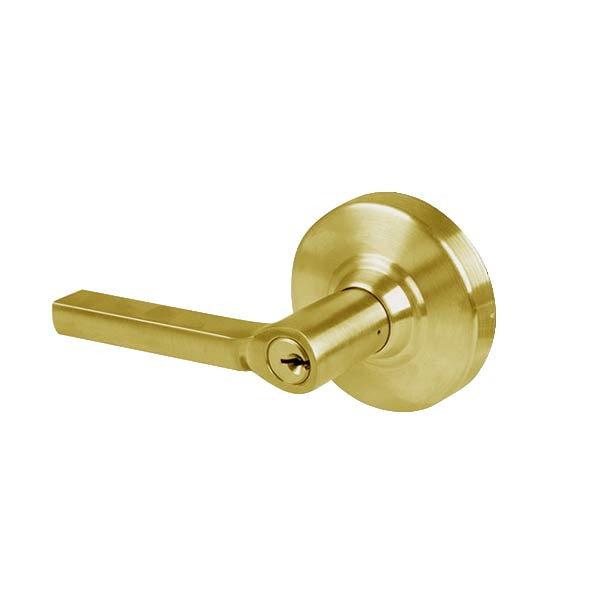 T501PD-LAT-606 Falcon T Series Cylindrical Entry Lock with Latitude Lever Style in Satin Brass Finish