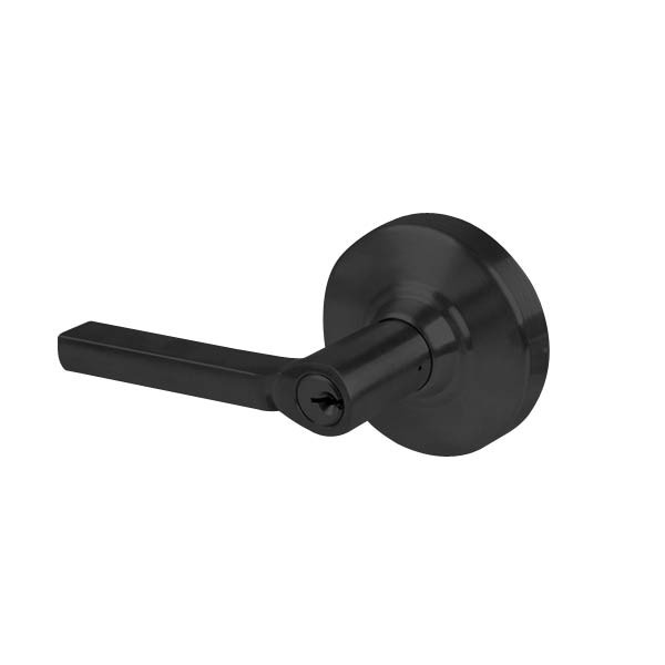 T511BD-LAT-622 Falcon T Series Cylindrical Entry/Office Lock with Latitude Lever Style Prepped for SFIC in Matte Black Finish