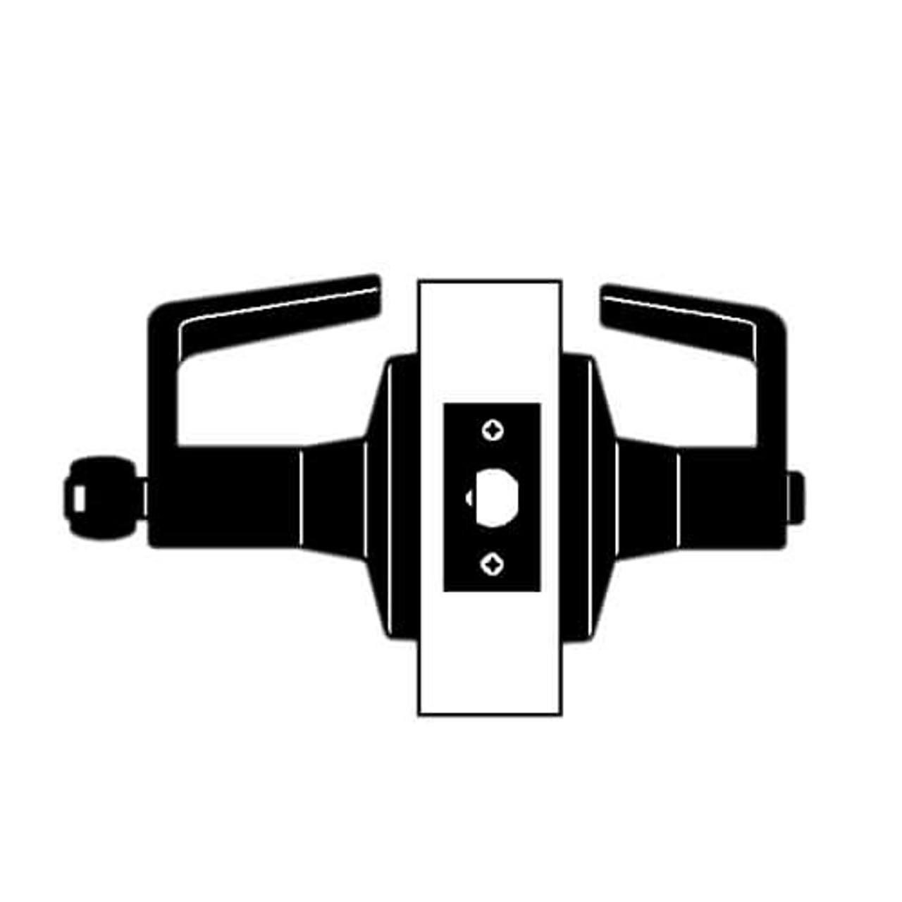 T571BD-LAT-625 Falcon T Series Cylindrical Dormitory/Corridor Lock with Latitude Lever Style Prepped for SFIC in Bright Chrome
