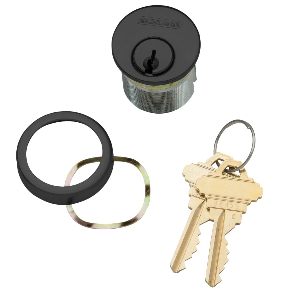 30-001-E-158-622 Schlage 1-5/8 In Mortise Cylinder 6-pin, E Keyway in Black Coated
