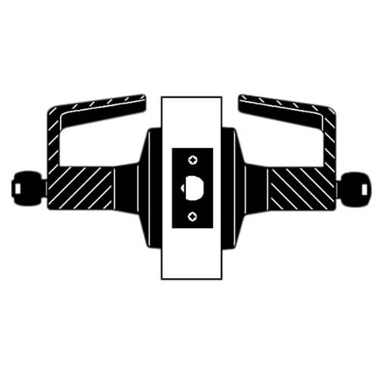 T411LD-LAT-625 Falcon T Series Cylindrical Asylum Lock with Latitude Lever Style Less Cylinder in Bright Chrome