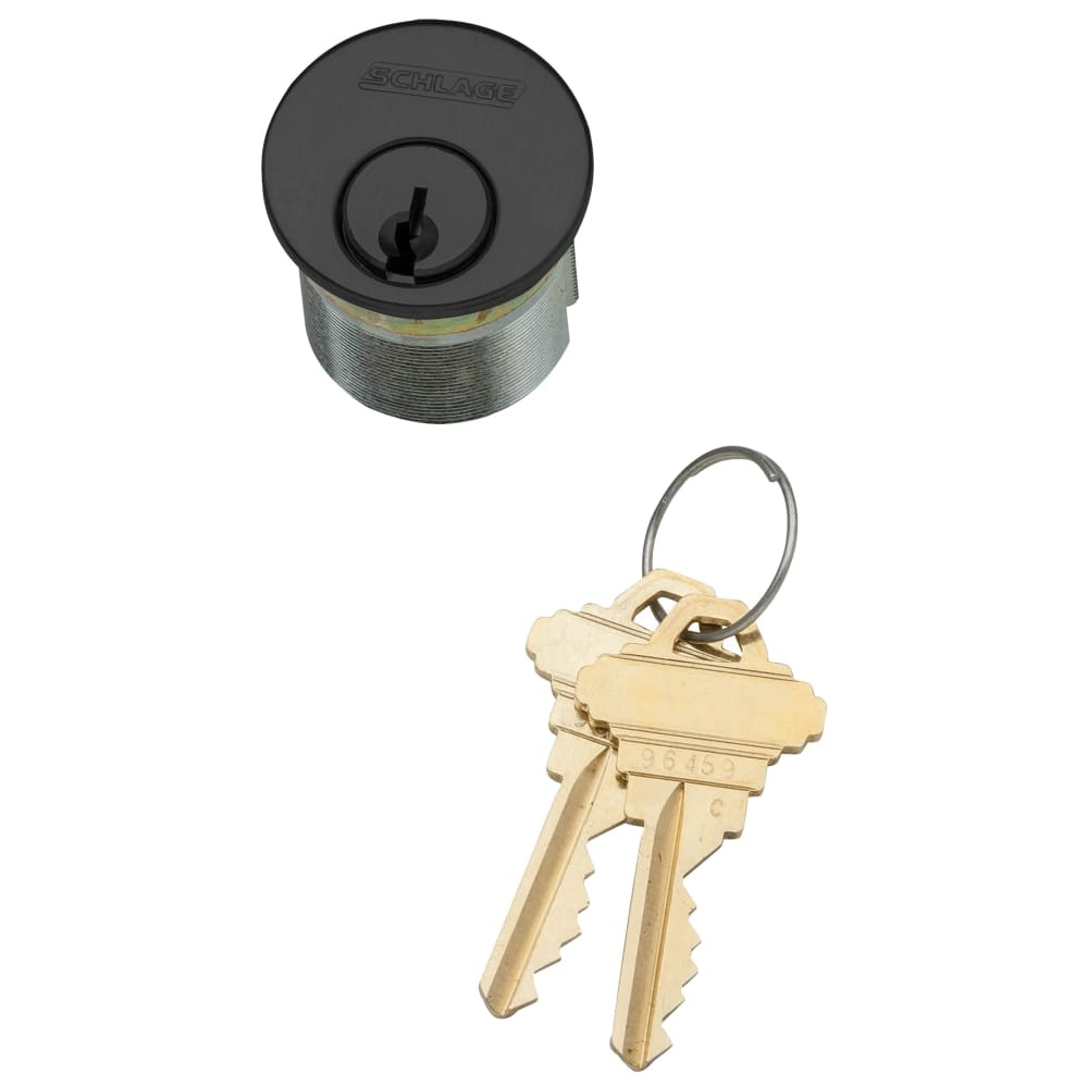 30-021-P-118-622 Schlage 1-1/8 In Mortise Cylinder 6-pin, P Keyway in Black Coated