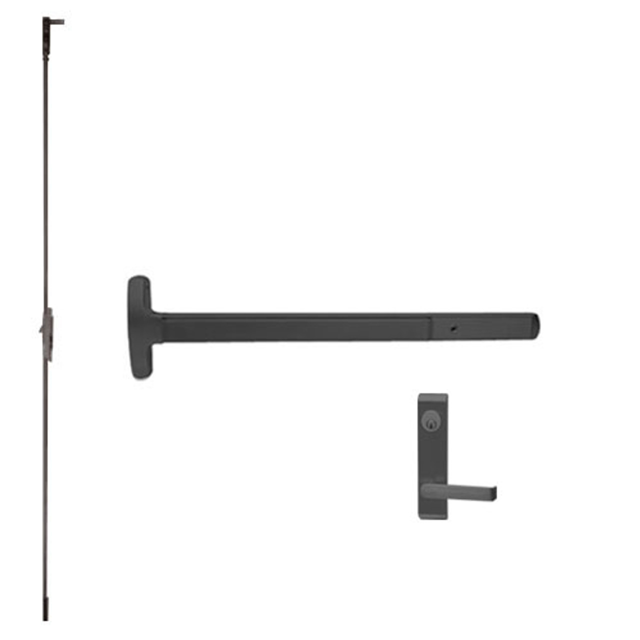MEL24-C-L-DANE-US19-3-LHR Falcon Exit Device in Flat Black Painted