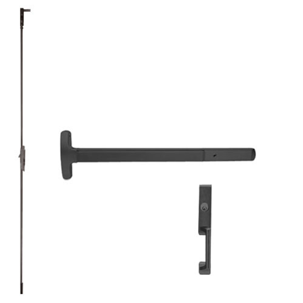 MEL24-C-NL-US19-3-LHR Falcon Exit Device in Flat Black Painted