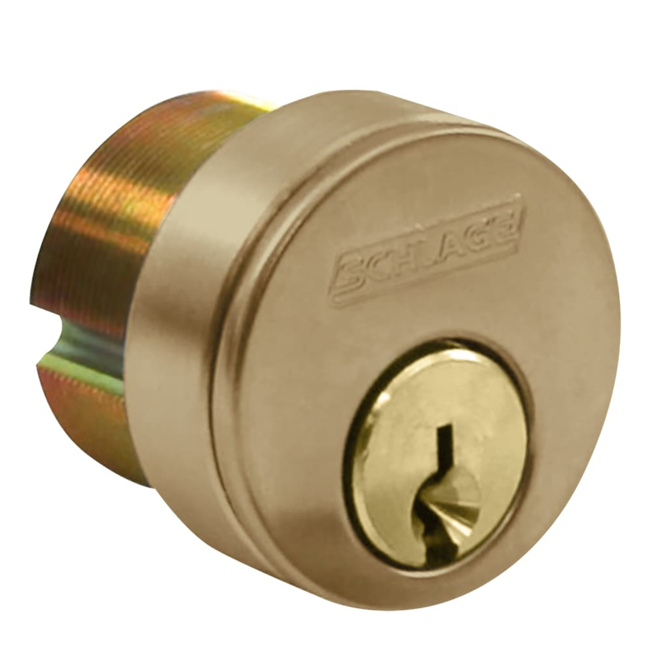 26-073-P-112-609 Schlage 1-1/2 In Mortise Cylinder 4070 Cam, P Keyway in Antique Brass