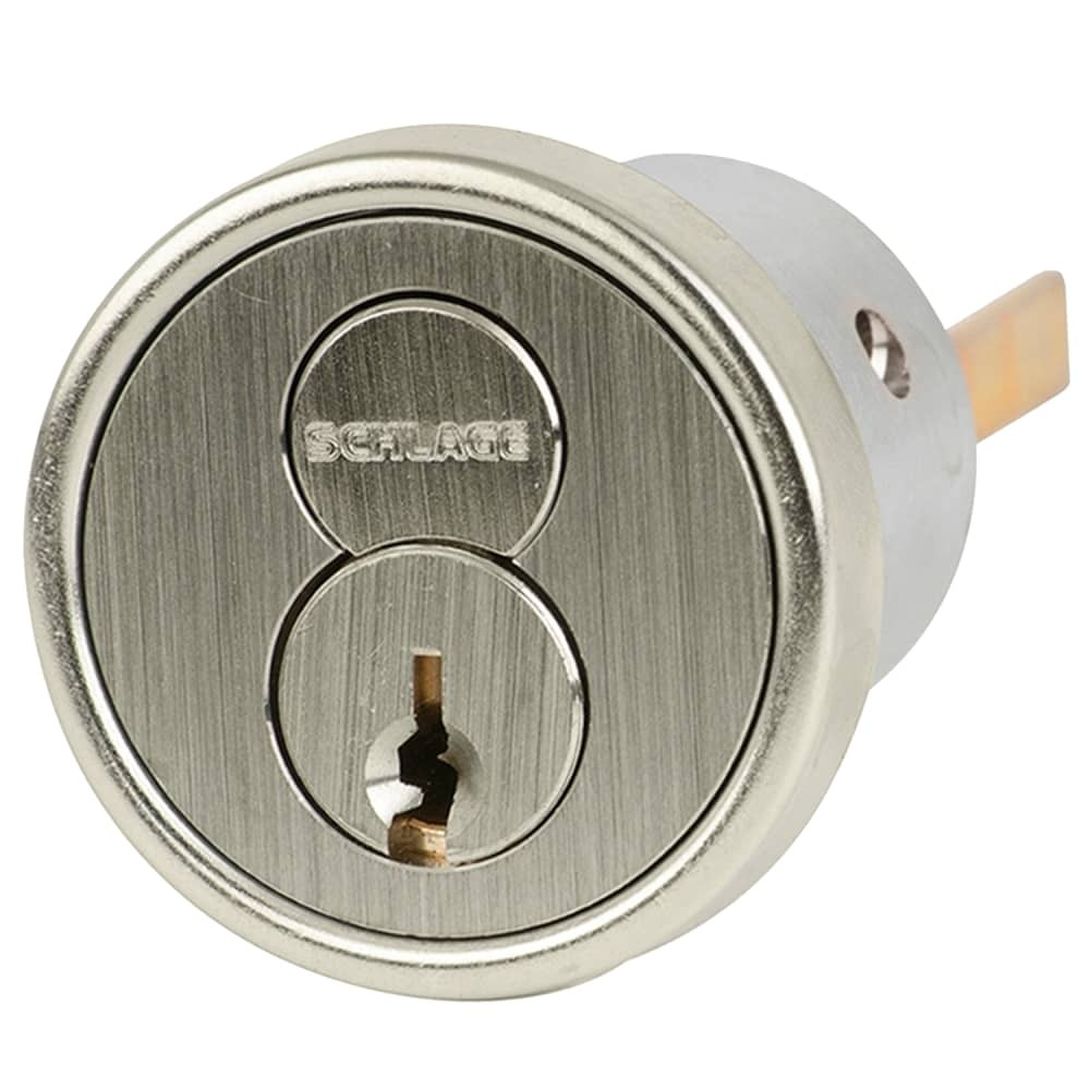20-057-C145-619 Schlage FSIC Rim Cylinder 6-pin, C145 Keyway in Satin Nickel