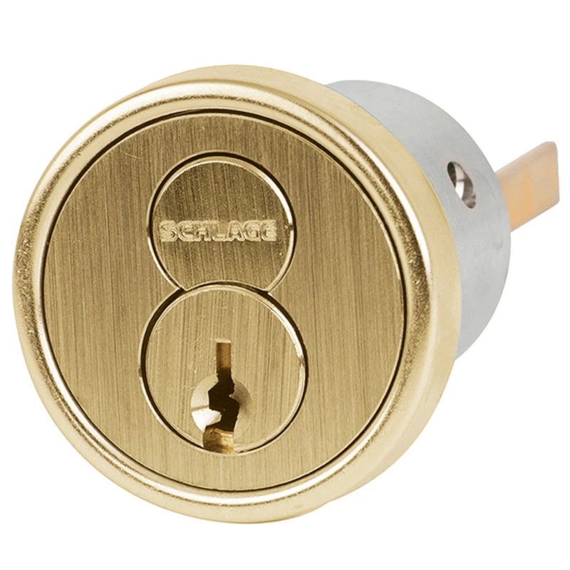 20-057-S123-606 Schlage FSIC Rim Cylinder 6-pin, S123 Keyway in Satin Brass