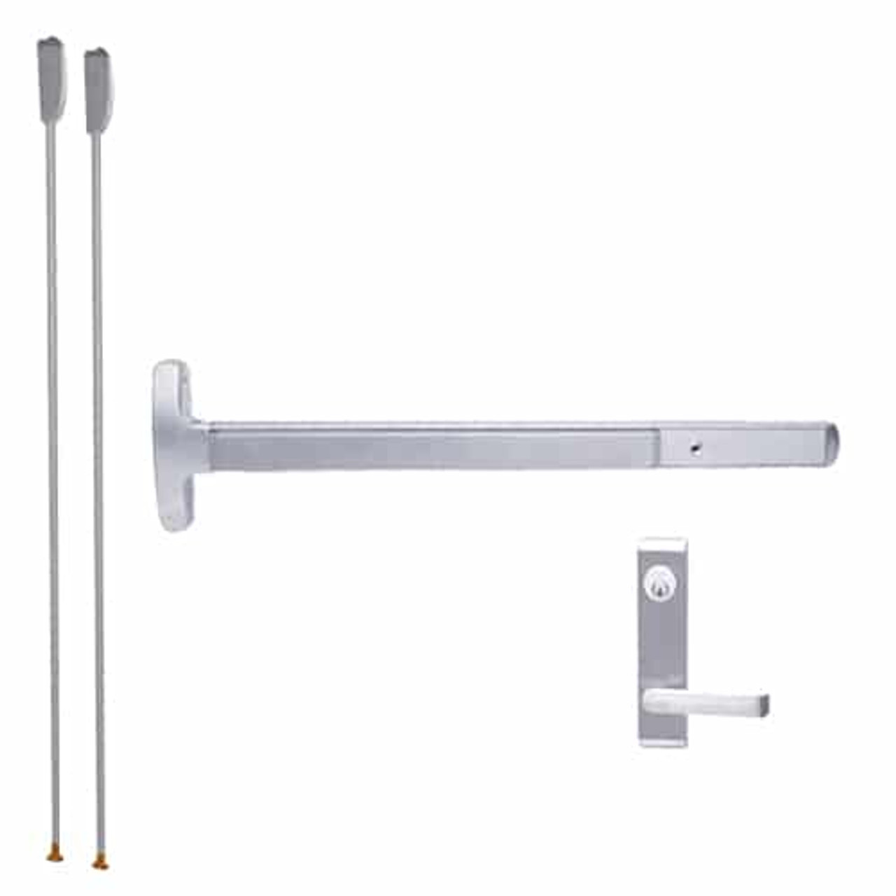 RX24-V-L-Dane-US26-4-LHR Falcon Exit Device in Polished Chrome
