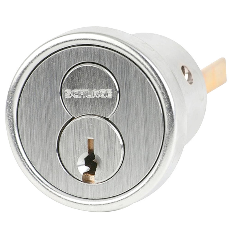 20-091-S125-625 Schlage FSIC Mortise Cylinder with Core, S125 Keyway in Bright Chrome