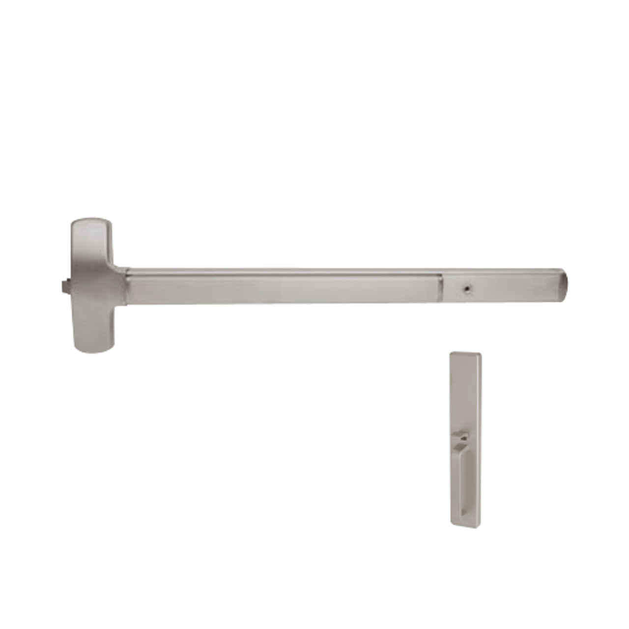 RXMELF-25-R-TP-BE-US32D-3 Falcon 25 Series Request to Exit Fire Rated Rim Exit Device 512TP-BE Thumbpiece Trim with Blank Escutcheon in Satin Stainless Steel