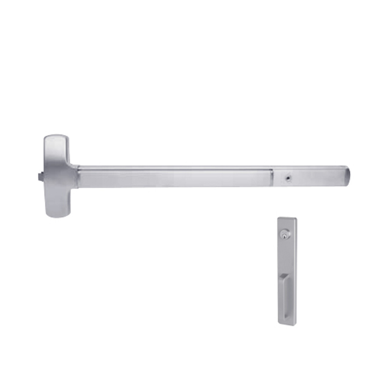 RXMELF-25-R-NL-US32-4 Falcon 25 Series Request to Exit Fire Rated Rim Exit Device with 512NL Night Latch Trim in Polished Stainless Steel