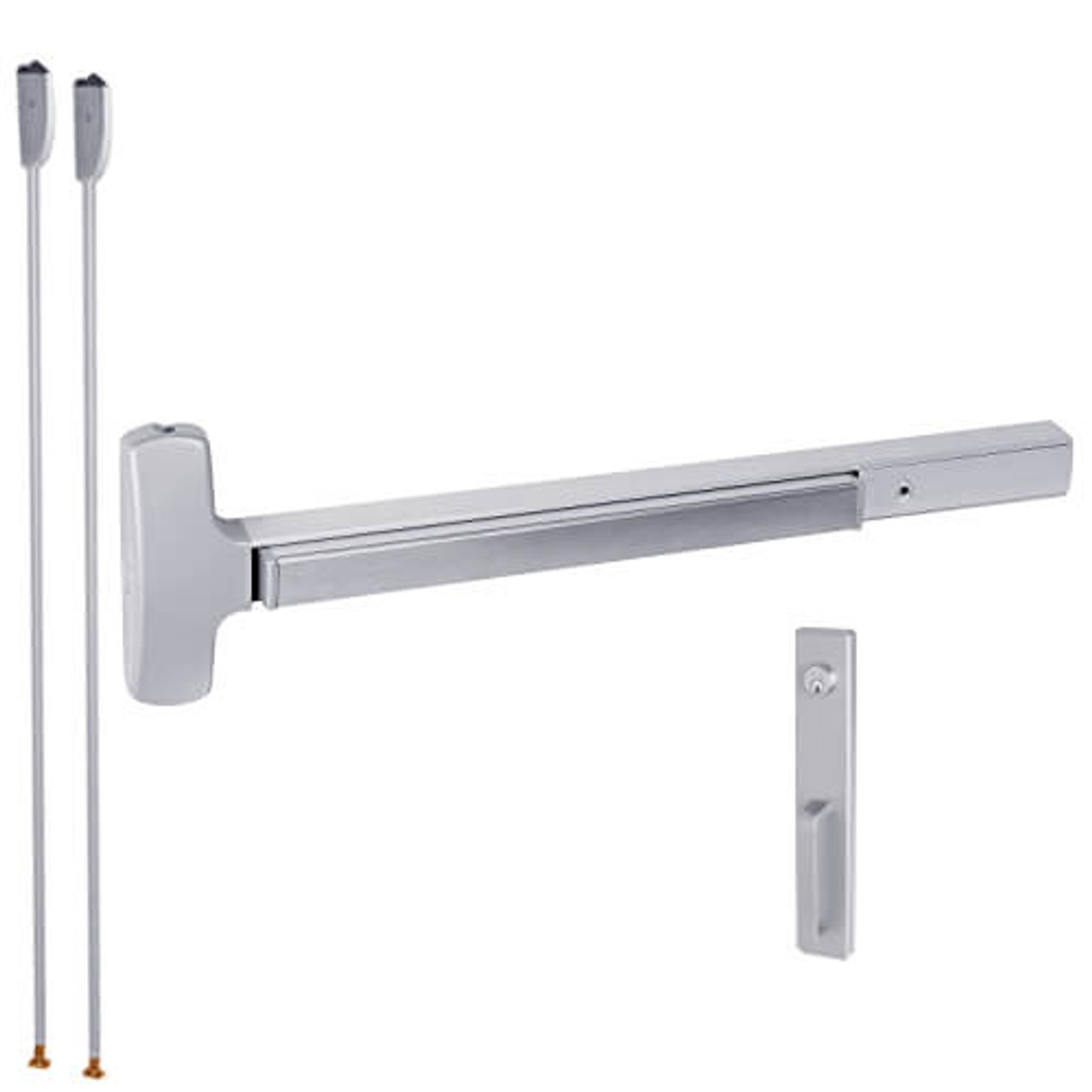 RXMEL25-V-NL-US26-3 Falcon 25 Series Request to Exit Surface Vertical Rod Devices with 512-NL Night Latch Trim in Polished Chrome