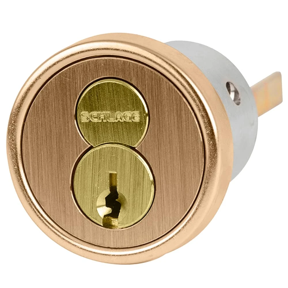 30-008-E-612 Schlage 1-1/2 In FSIC Mortise 6-pin Cylinder, E Keyway in Satin Bronze