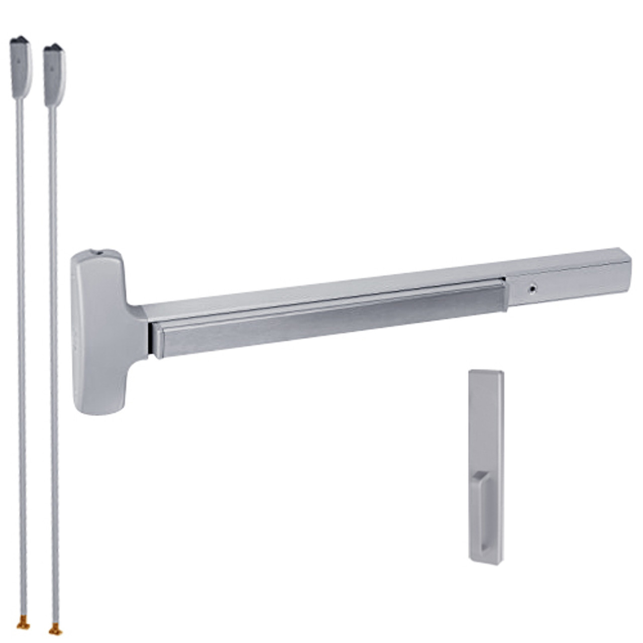 RXMEL25-V-DT-US26D-4 Falcon 25 Series Request to Exit Surface Vertical Rod Devices with 512DT Dummy Trim in Satin Chrome