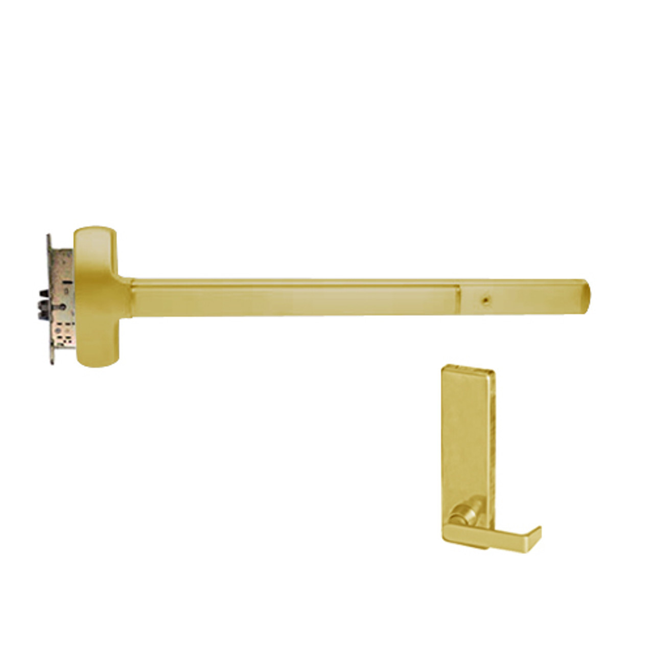 RXMEL25-M-L-DT-DANE-US3-3-LHR Falcon 25 Series Request to Exit Mortise Lock Devices 510L-DT Dane Lever Trim with Dummy Trim in Polished Brass