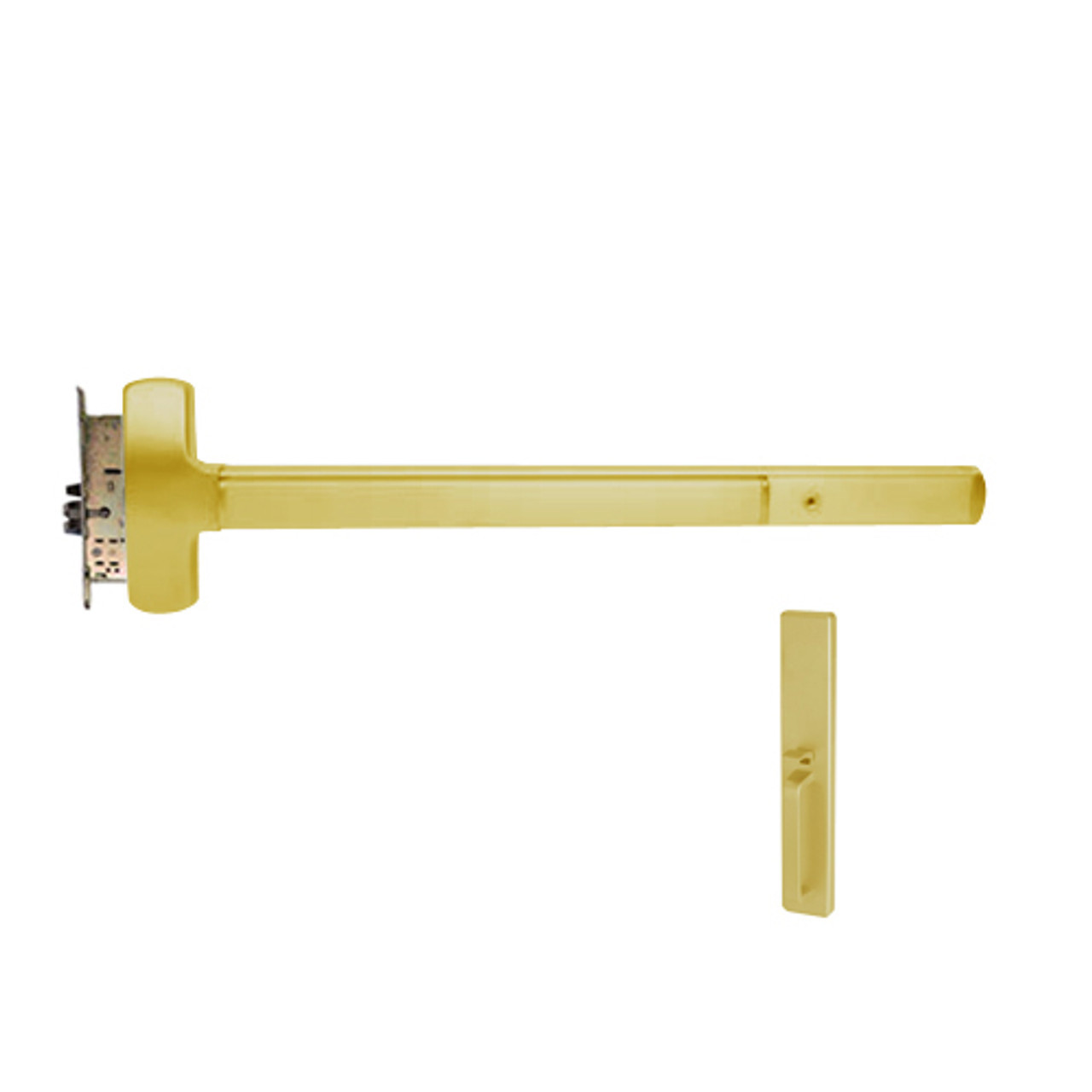RXMEL25-M-TP-BE-US4-3-RHR Falcon 25 Series Request to Exit Mortise Lock Devices 512TP-BE Thumbpiece Trim with Blank Escutcheon in Satin Brass